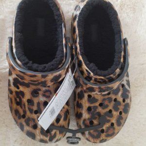 Crocs Classic Lined Animal Print Leopard/Black Women's Size 10 New in Box